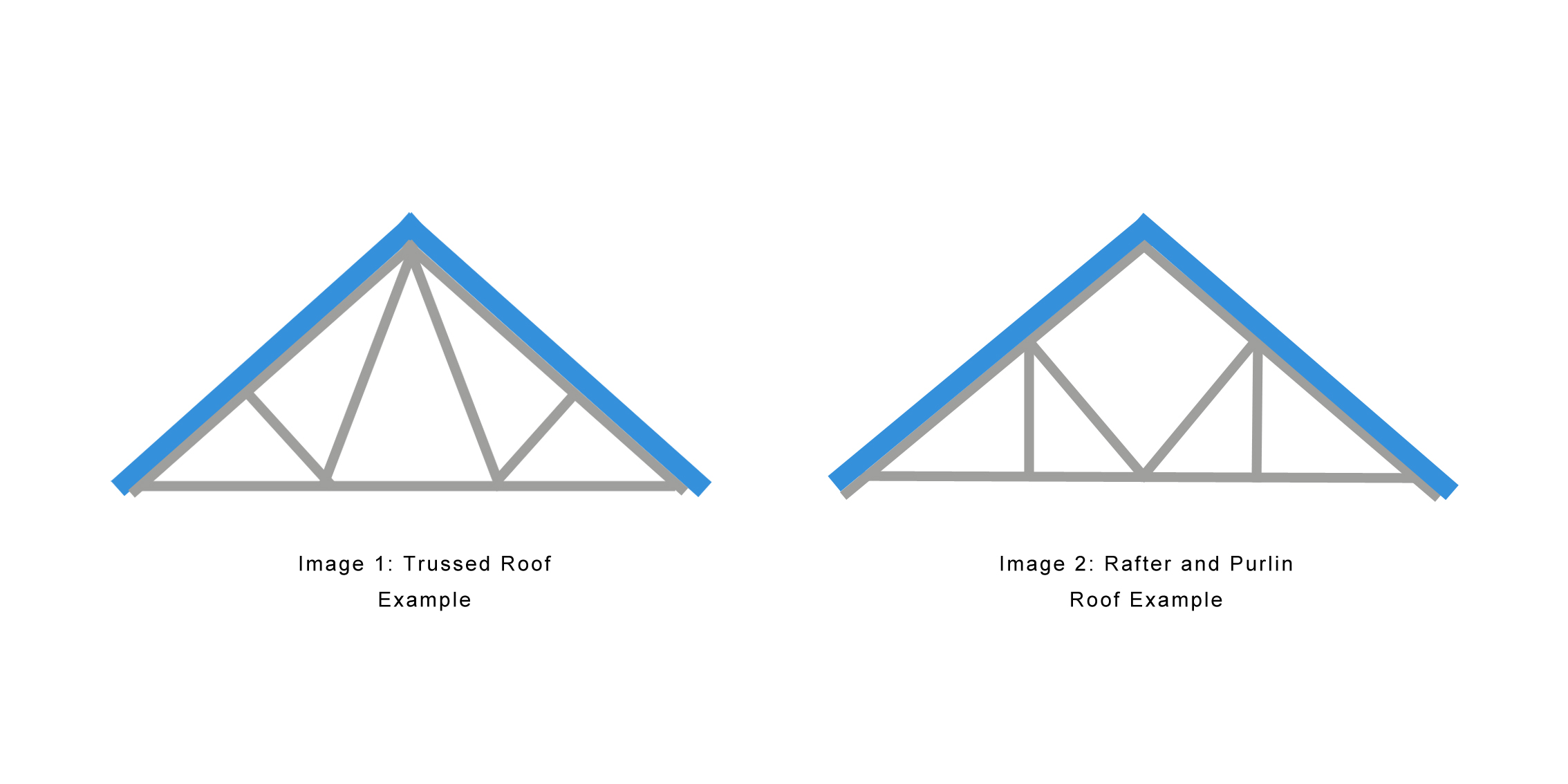 Image showing a trussed roof and purlin roof example