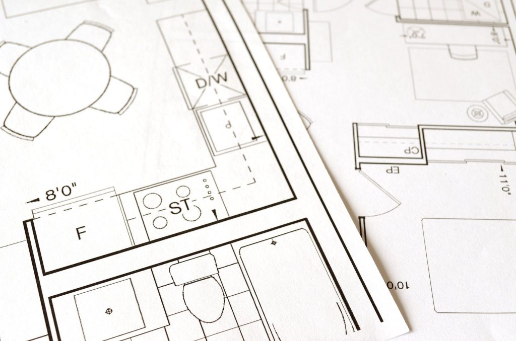 An image showing architect drawings for a building conversion