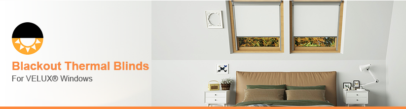 An image showing blackout thermal VELUX™ compatible blinds