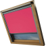 Deep Pink Tyrem Skylight Electric Window Blinds Silver Frame Side Detail
