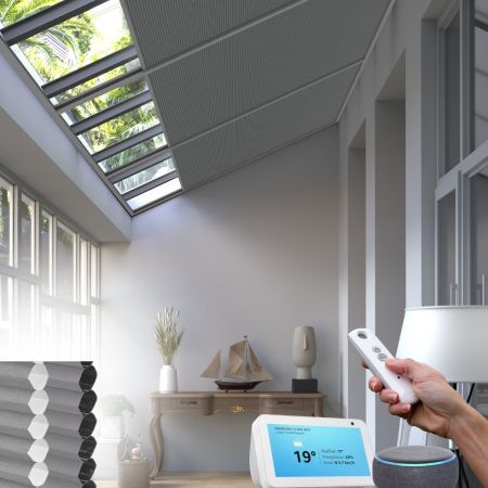 Light Grey Electric Conservatory Roof Blind