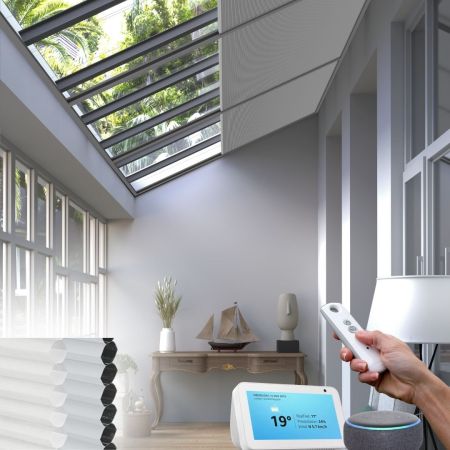 White Electric Conservatory Roof Blind