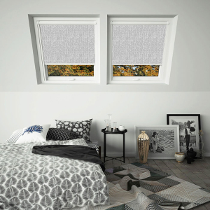 Chevron Grey Roto White Frame Skylight Window Blinds